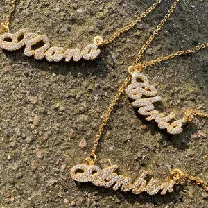 s925 Sterling Silver Crystal Custom Name Necklace
