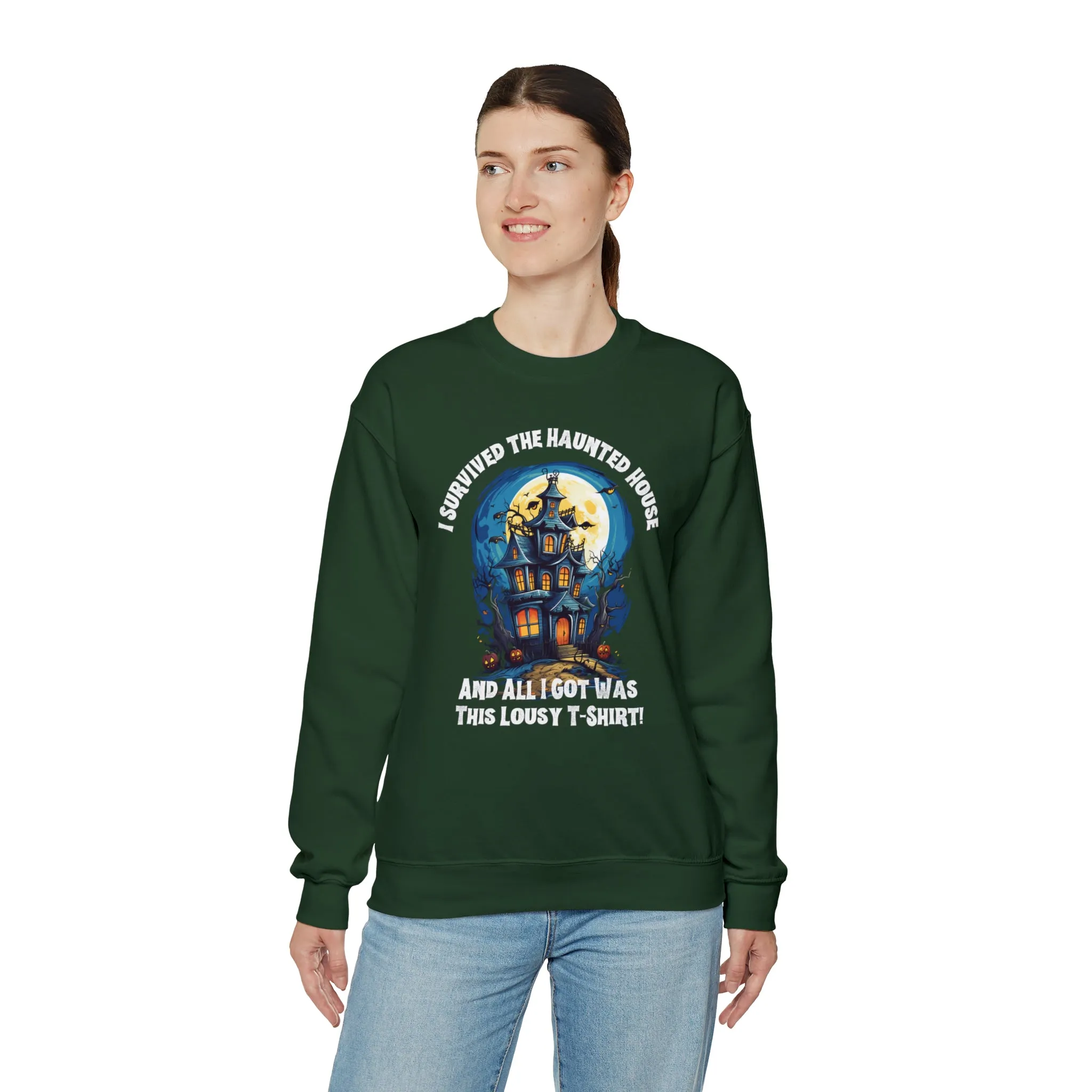 Scary Haunted House Sweatshirt, Creepy Halloween Sweatshirt, Funny Lousy Shirt Sweatshirt, Party Shirt, Unisex Heavy Blend Shirt