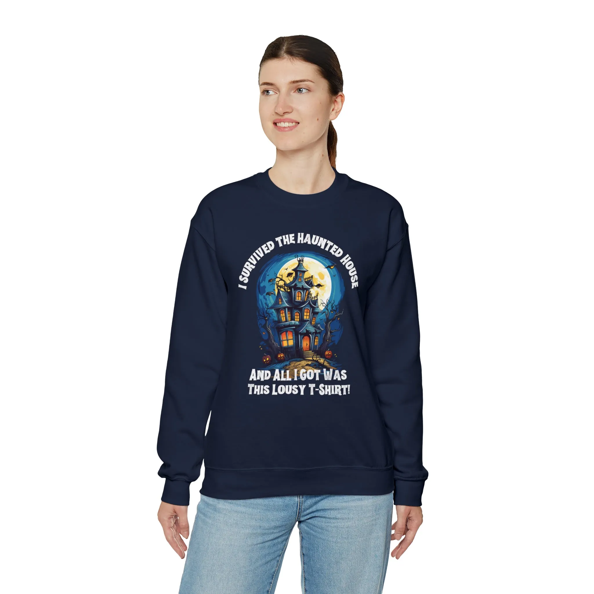Scary Haunted House Sweatshirt, Creepy Halloween Sweatshirt, Funny Lousy Shirt Sweatshirt, Party Shirt, Unisex Heavy Blend Shirt