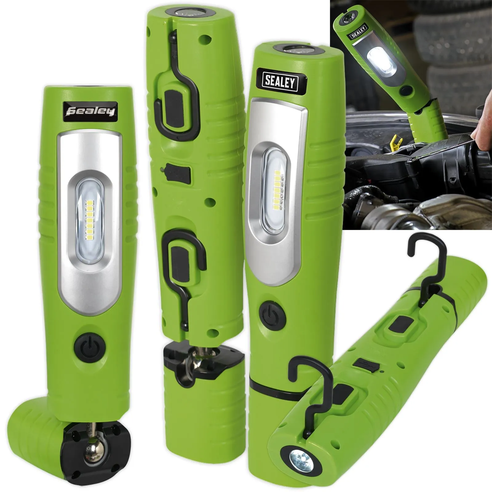 Sealey 360° Rechargeable Inspection Lamp 7 SMD   3W LED 350 Lumens