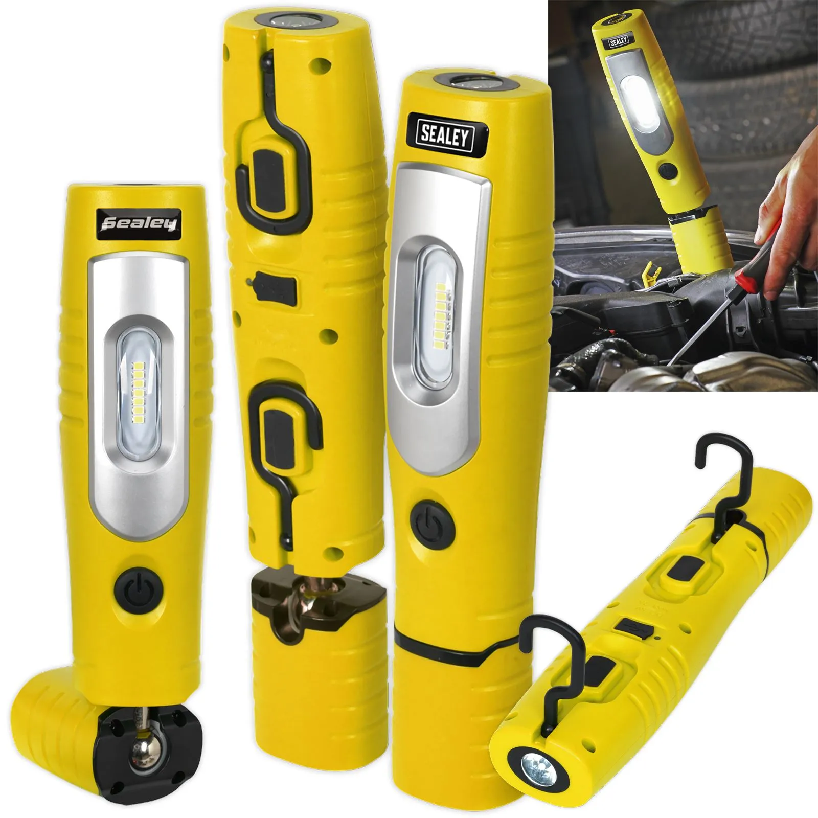 Sealey 360° Rechargeable Inspection Lamp 7 SMD   3W LED 350 Lumens