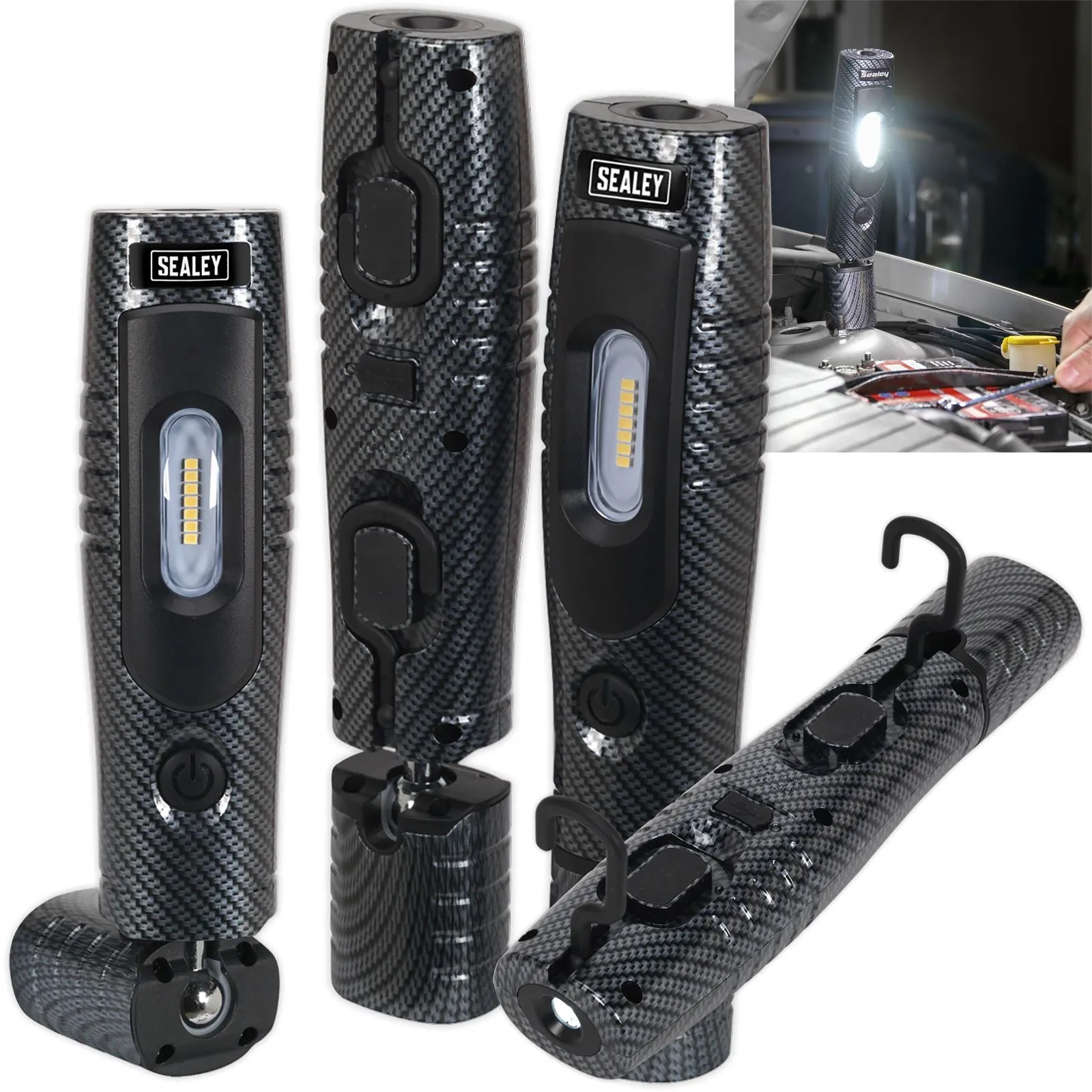 Sealey 360° Rechargeable Inspection Lamp 7 SMD   3W LED 350 Lumens