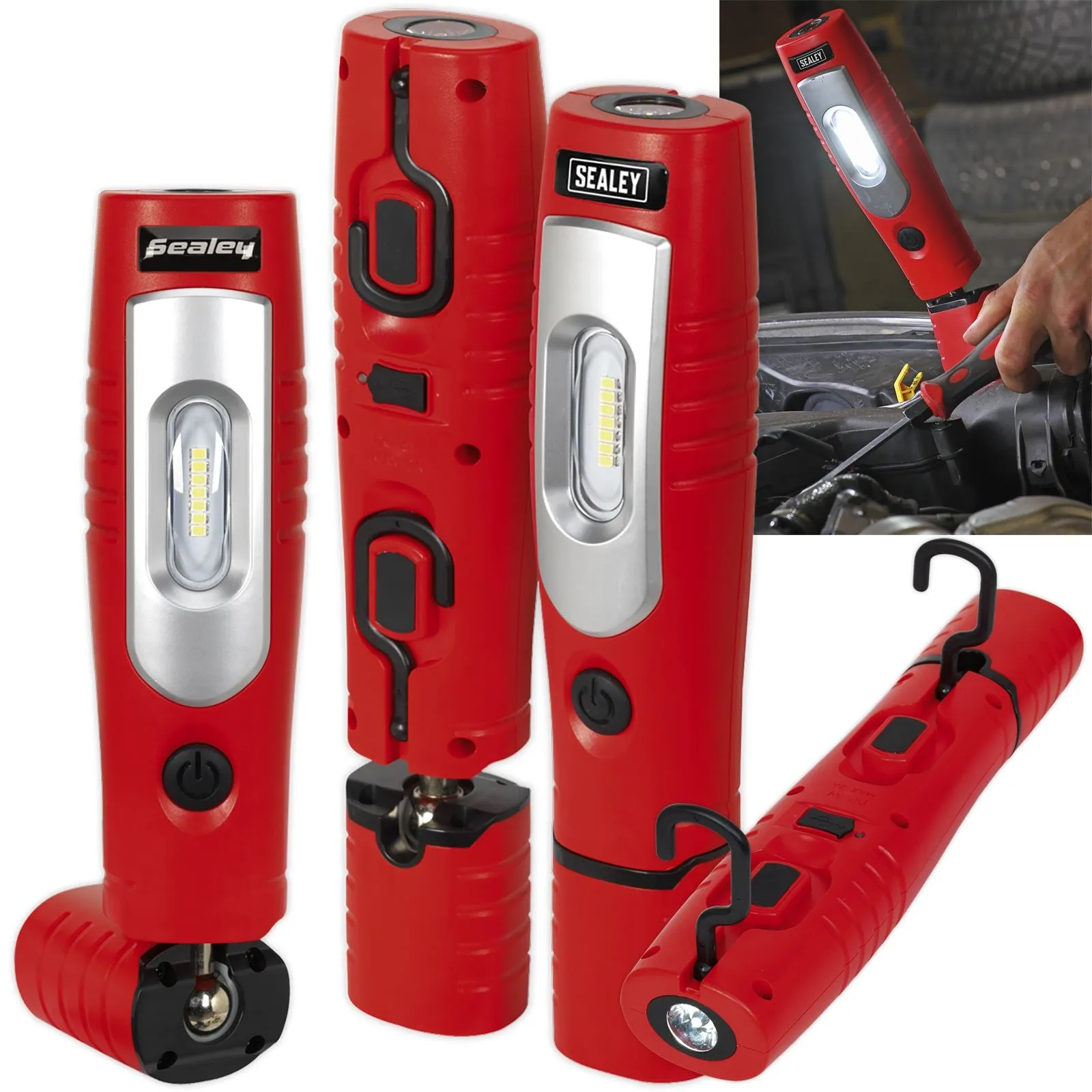 Sealey 360° Rechargeable Inspection Lamp 7 SMD   3W LED 350 Lumens