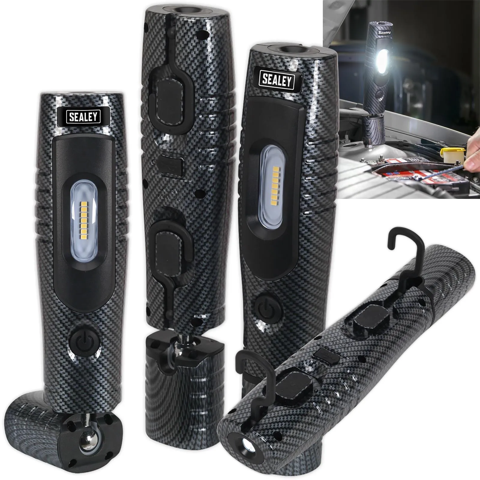 Sealey 360° Rechargeable Inspection Lamp 7 SMD   3W LED 350 Lumens