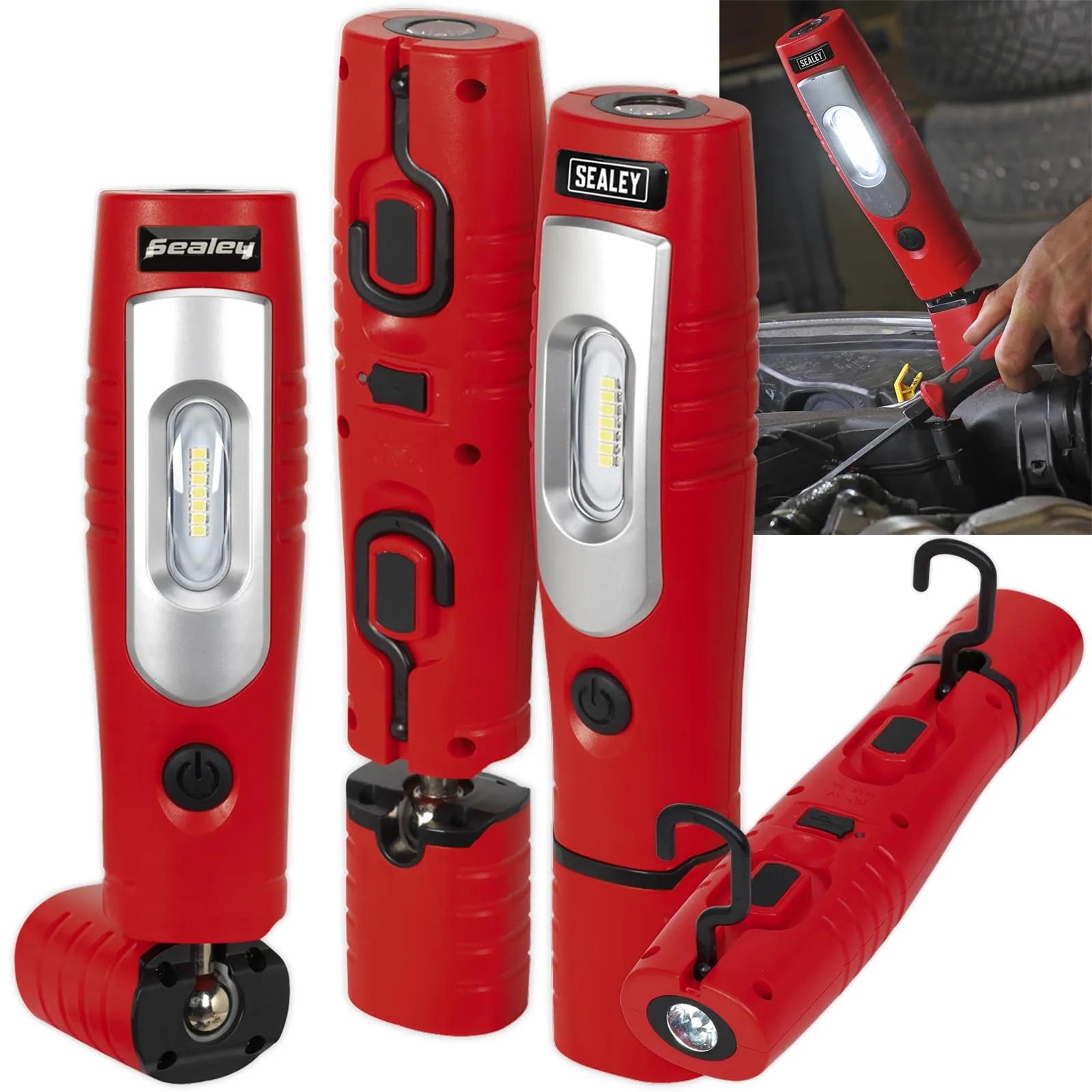 Sealey 360° Rechargeable Inspection Lamp 7 SMD   3W LED 350 Lumens