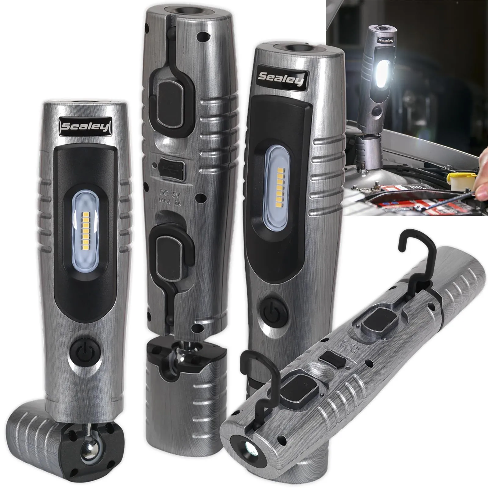 Sealey 360° Rechargeable Inspection Lamp 7 SMD   3W LED 350 Lumens