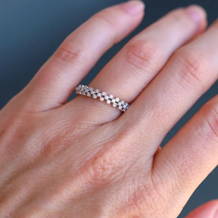 Sethi Couture 18K White Gold Clover White Diamond Eternity Band - Size 7