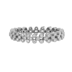 Sethi Couture 18K White Gold Clover White Diamond Eternity Band - Size 7