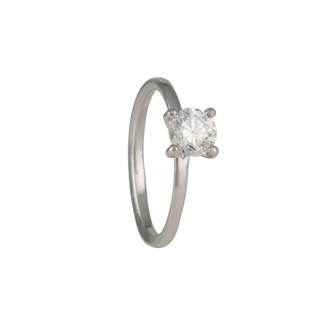 Sholdt Design - Petite Prong Solitaire With Round Diamond in Platinum