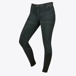 Shona Full Grip Silicone Print Denim Breeches - Ash