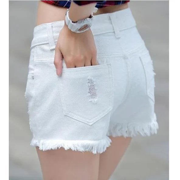 Shredded Denim Shorts