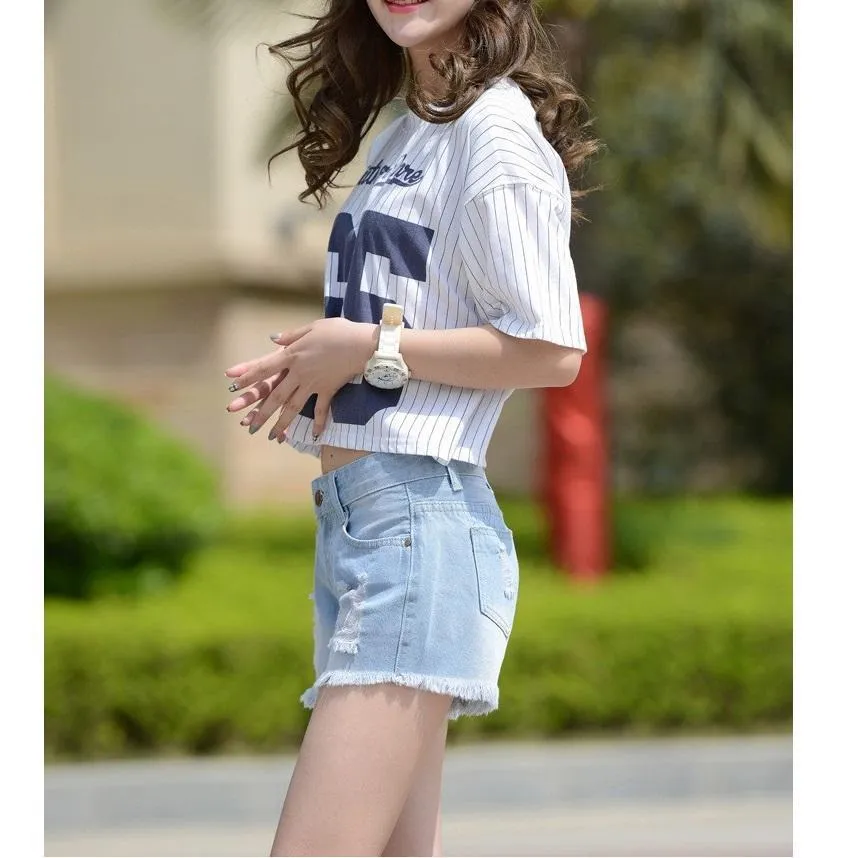 Shredded Denim Shorts