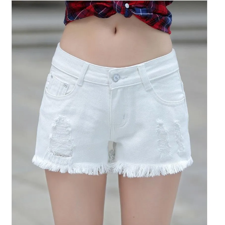 Shredded Denim Shorts