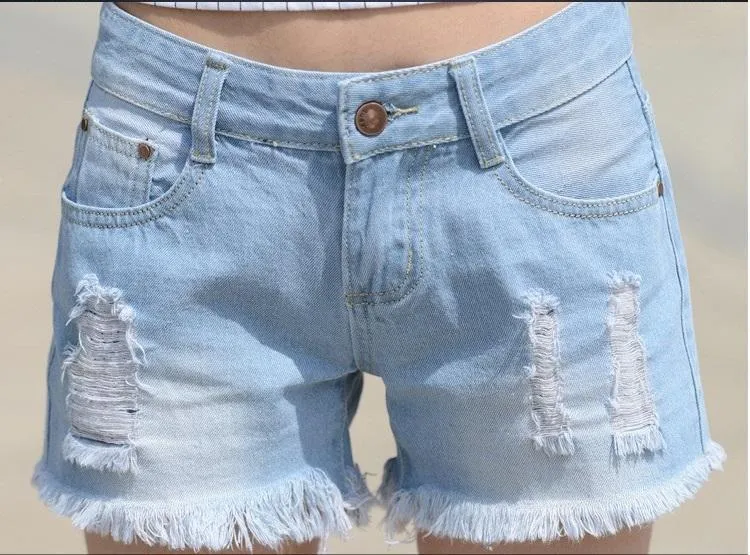 Shredded Denim Shorts
