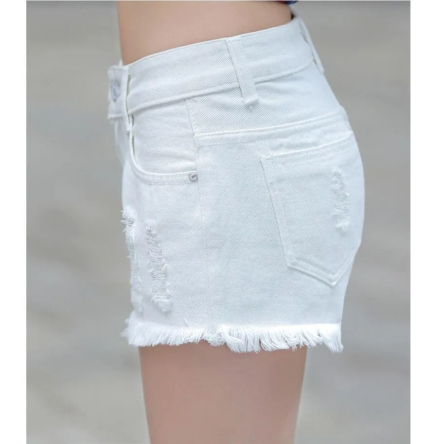 Shredded Denim Shorts
