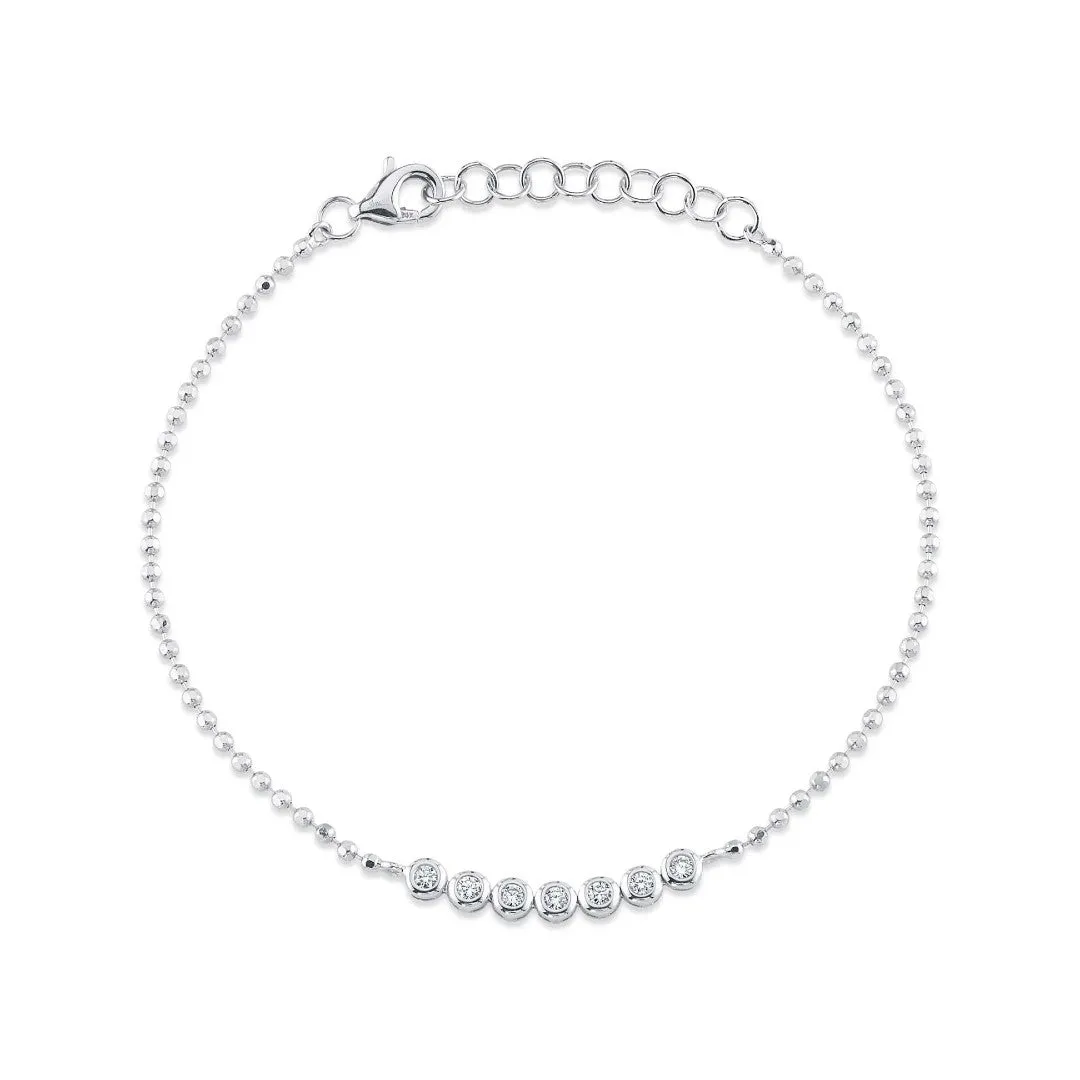 Shy Creation Diamond Bezel Faceted Ball Chain Bracelet