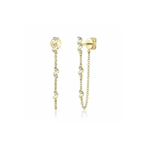 Shy Creation Twisted Station Front to Back Chain Earrings
