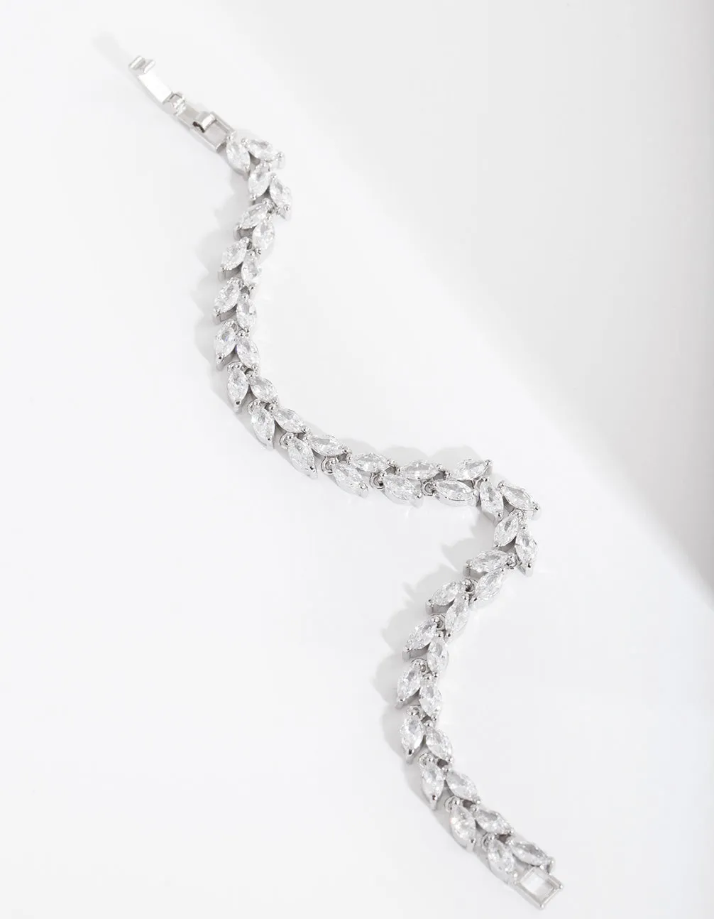 Silver Diamond Simulant Petal Row Tennis Bracelet