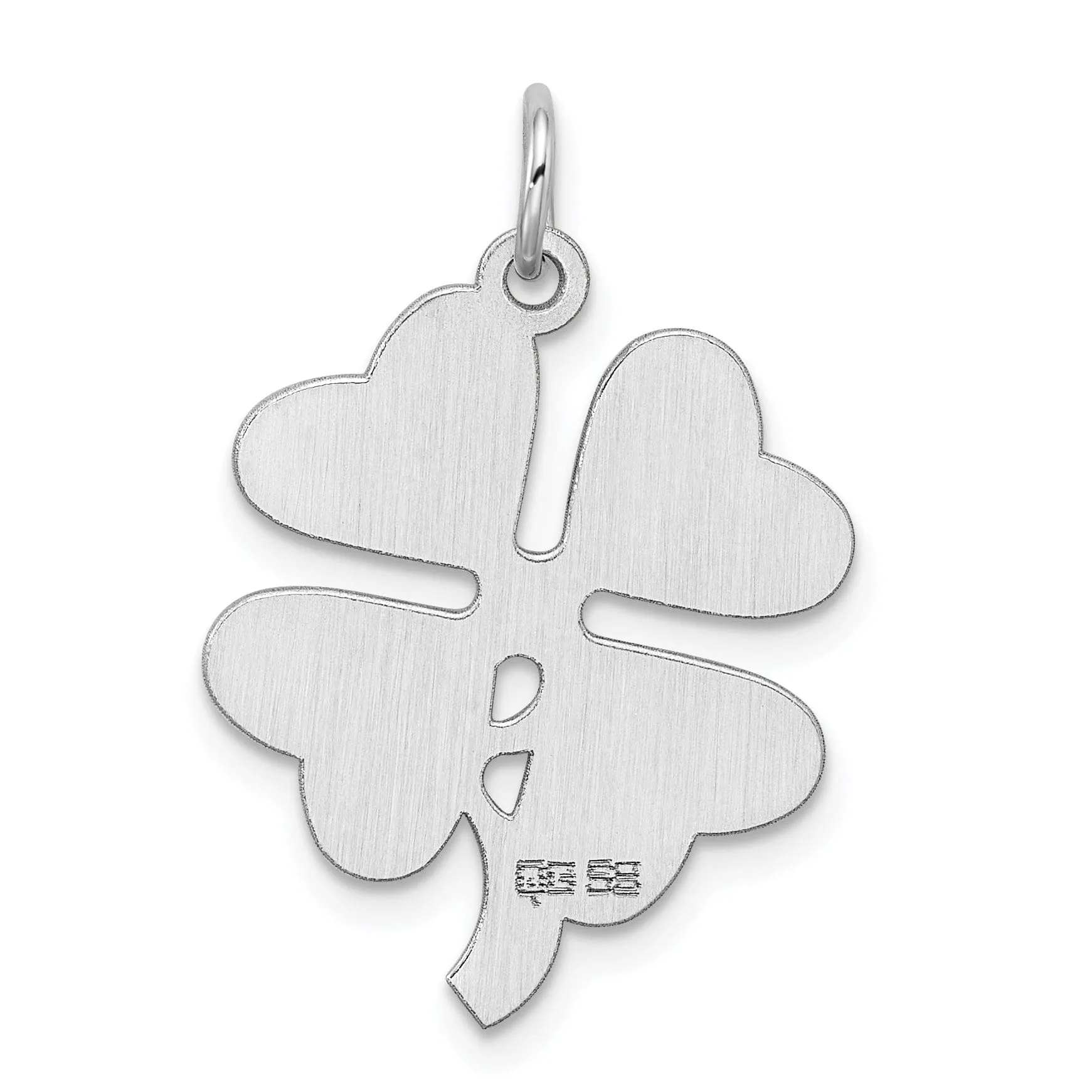 Silver Polished Flat Disc 4-leaf Clover Charm