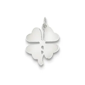 Silver Polished Flat Disc 4-leaf Clover Charm