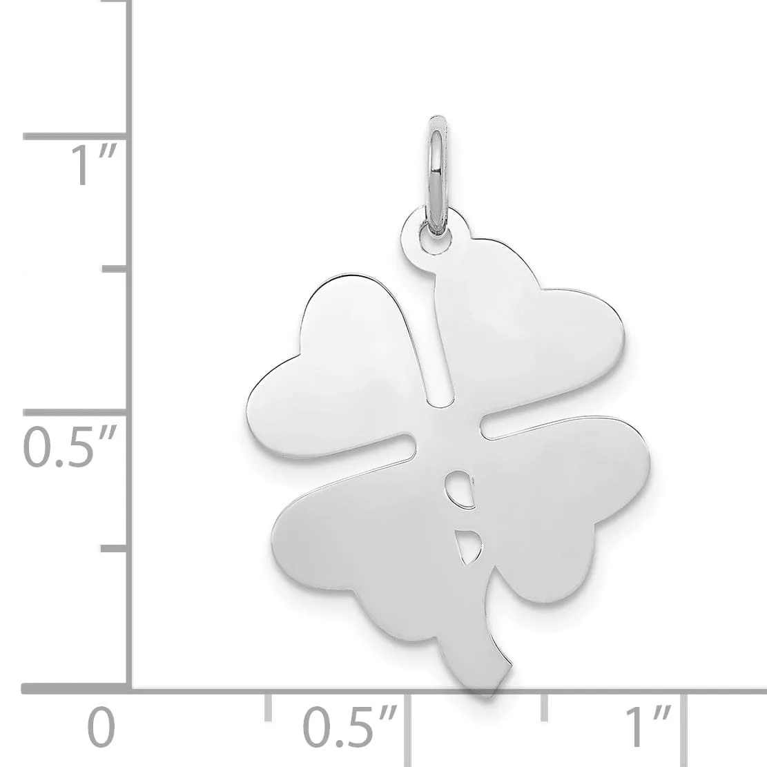 Silver Polished Flat Disc 4-leaf Clover Charm