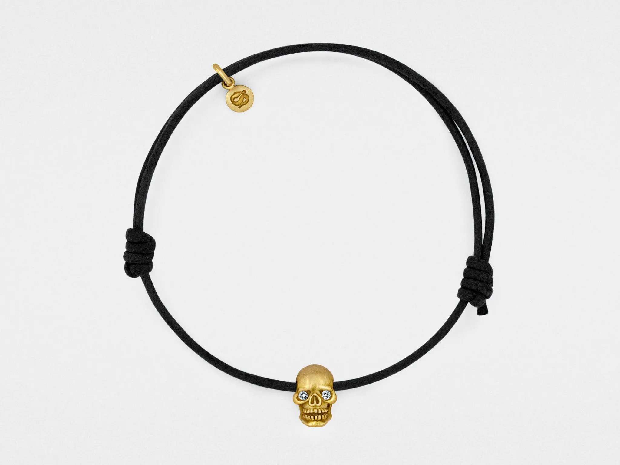 Skull Bracelet in 18kt Yellow Gold with Diamond Eyes