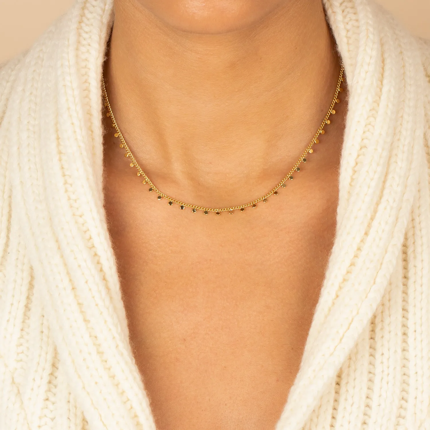 Solid Dangling Discs Cuban Link Necklace