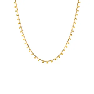 Solid Dangling Discs Cuban Link Necklace