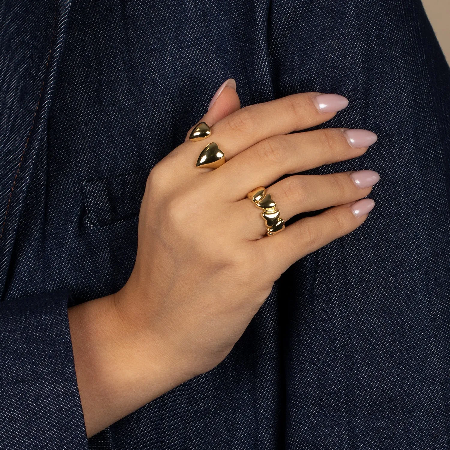 Solid Double Graduated Heart Ring