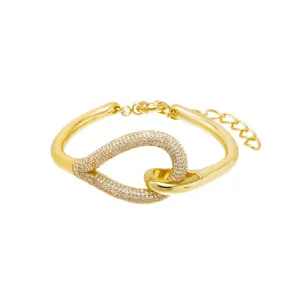 Solid/Pave Elongated Connected Loop Bangle