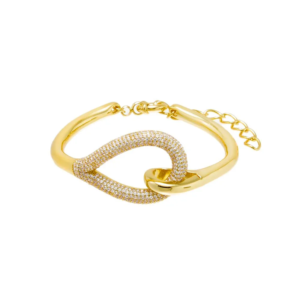 Solid/Pave Elongated Connected Loop Bangle