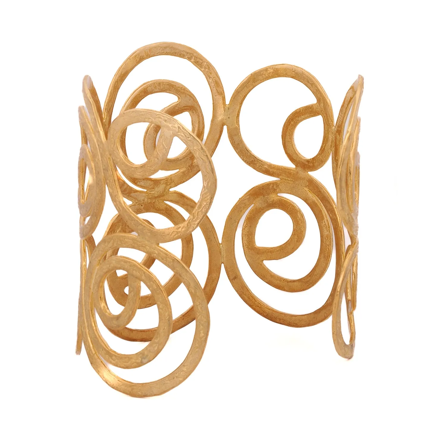 Spiral Design Gold Chunky Statement Cuff Bracelet