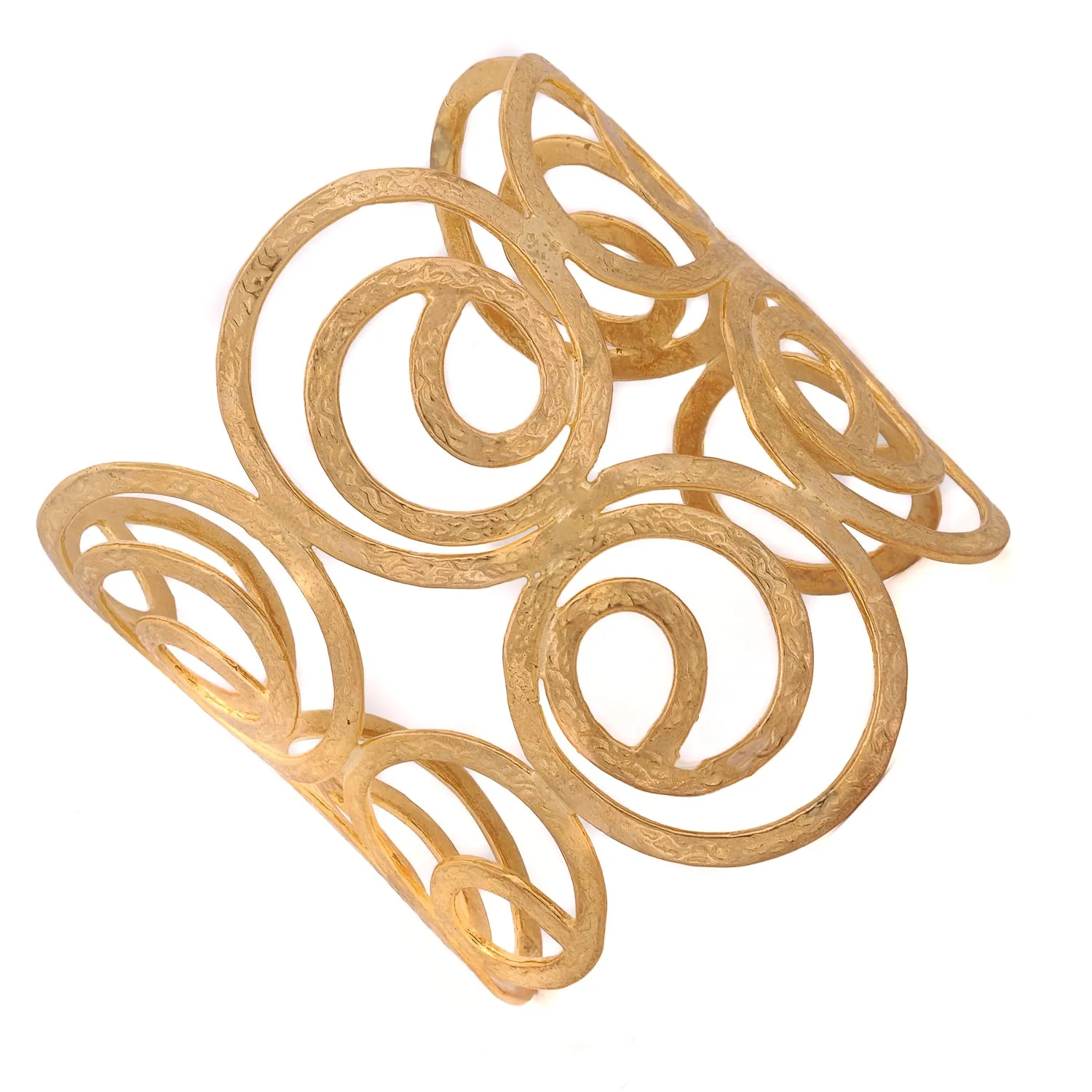 Spiral Design Gold Chunky Statement Cuff Bracelet
