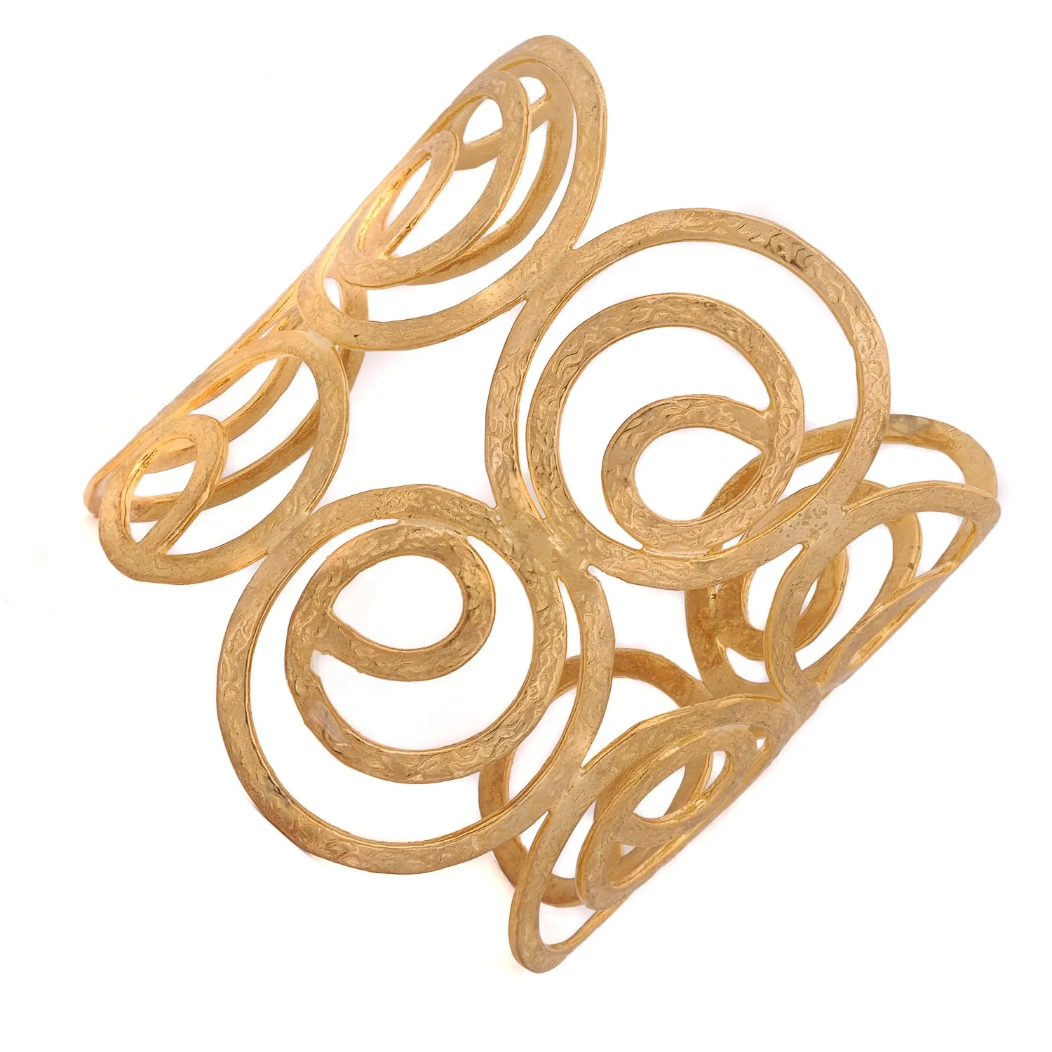 Spiral Design Gold Chunky Statement Cuff Bracelet
