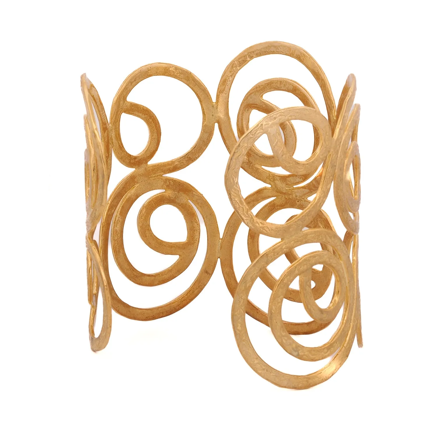 Spiral Design Gold Chunky Statement Cuff Bracelet