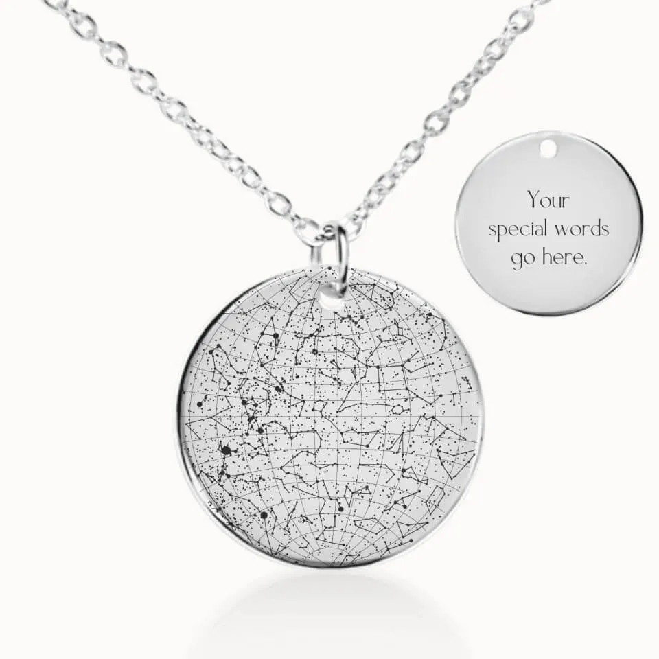 Star Map Coin Pendant on Fine Chain