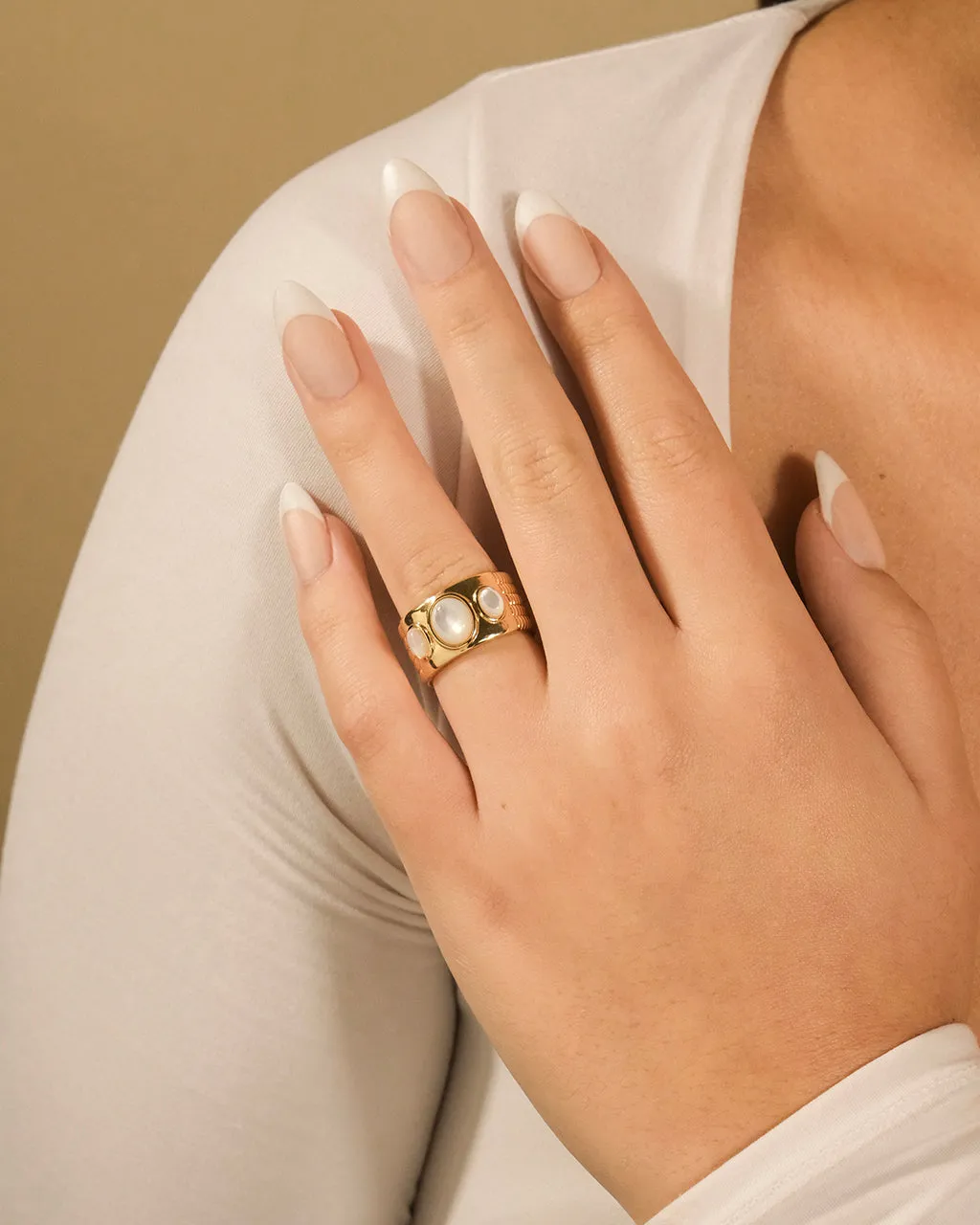 Sterling Silver Galina Triple Moonstone Ring