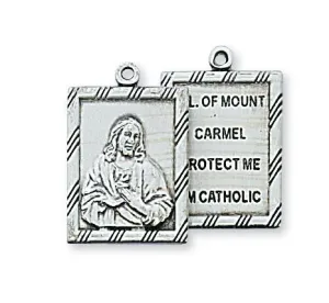 Sterling Silver Scapular Medal (3/4") with chain, box and velvet bag