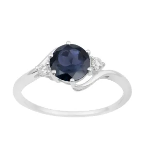 Sterling Silver Timeless Blue Sapphire Round 7 MM Women Engagement Ring