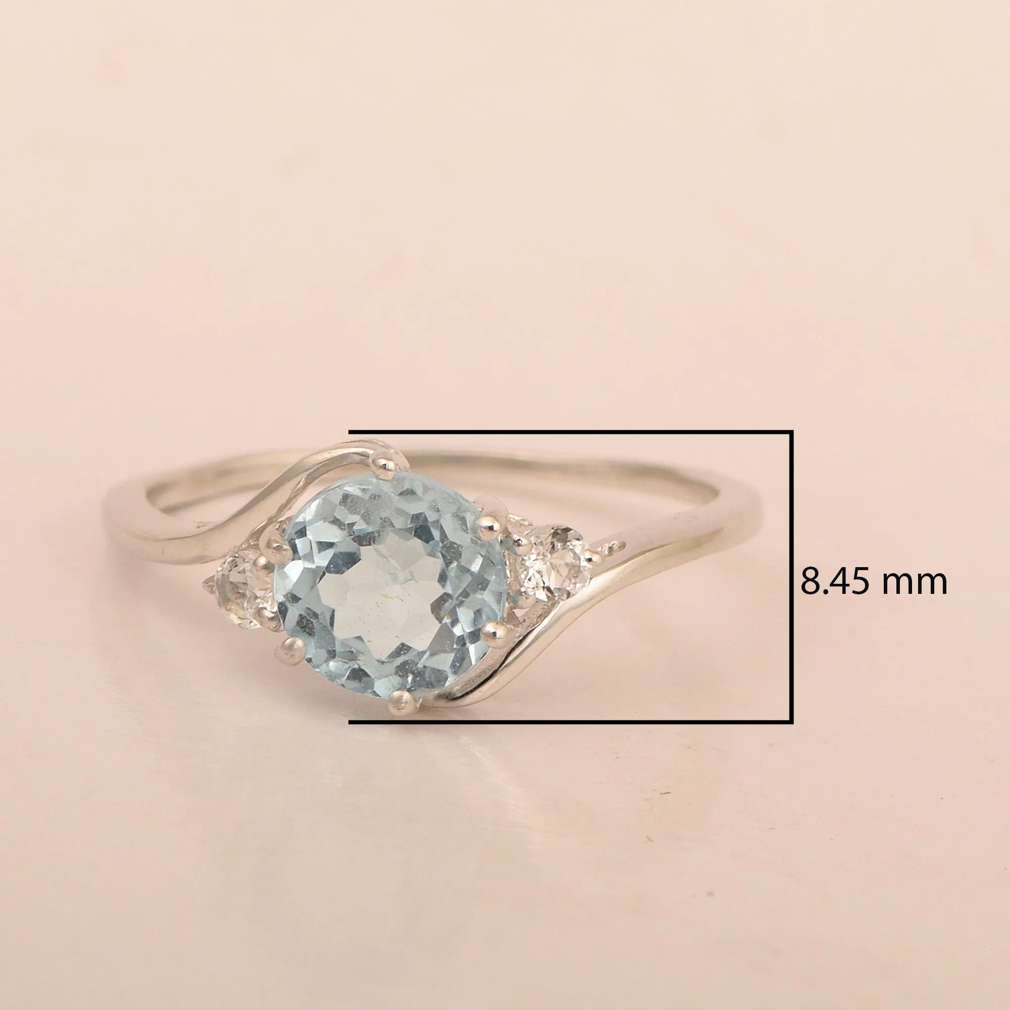 Sterling Silver Timeless Blue Topaz Round 7 MM Women Engagement Ring