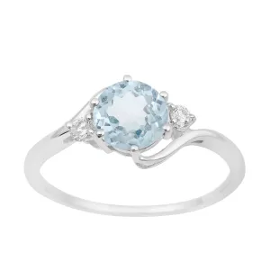 Sterling Silver Timeless Blue Topaz Round 7 MM Women Engagement Ring