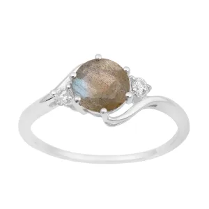 Sterling Silver Timeless Labradorite Round 7 MM Women Engagement Ring