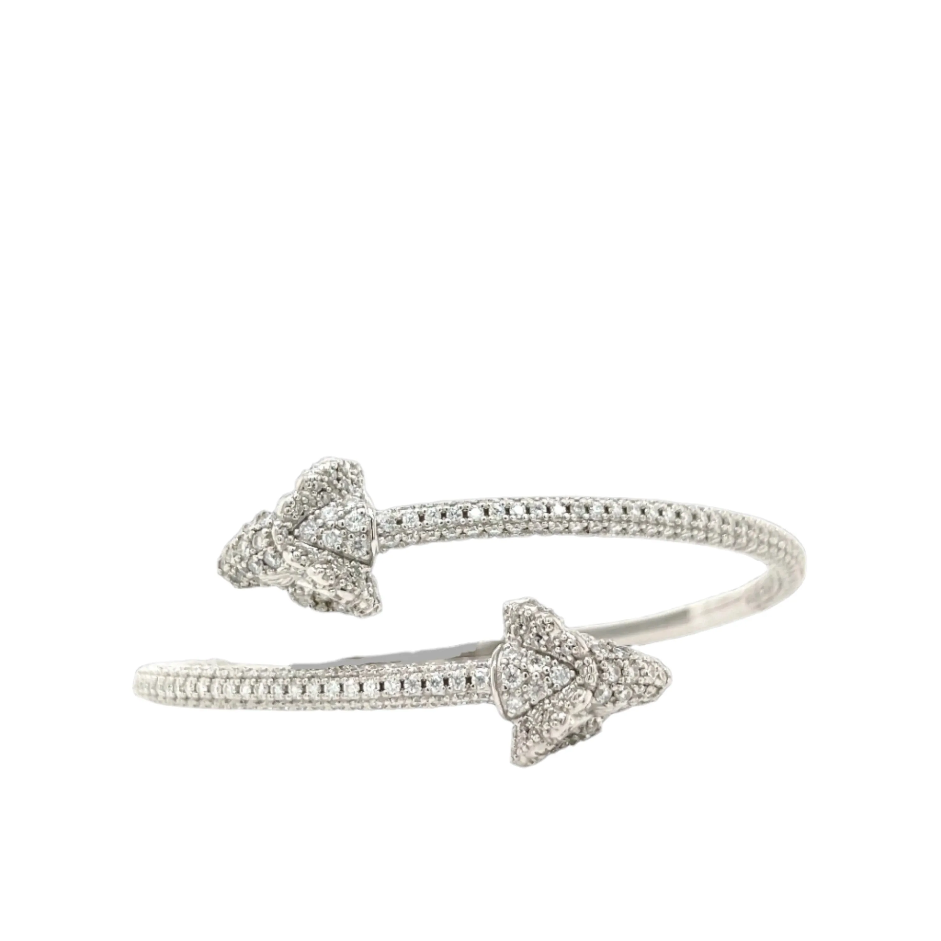 Stunning 925 Sterling Silver Cubic Zirconia Elegant Goat Bangle Bracelet - C304829