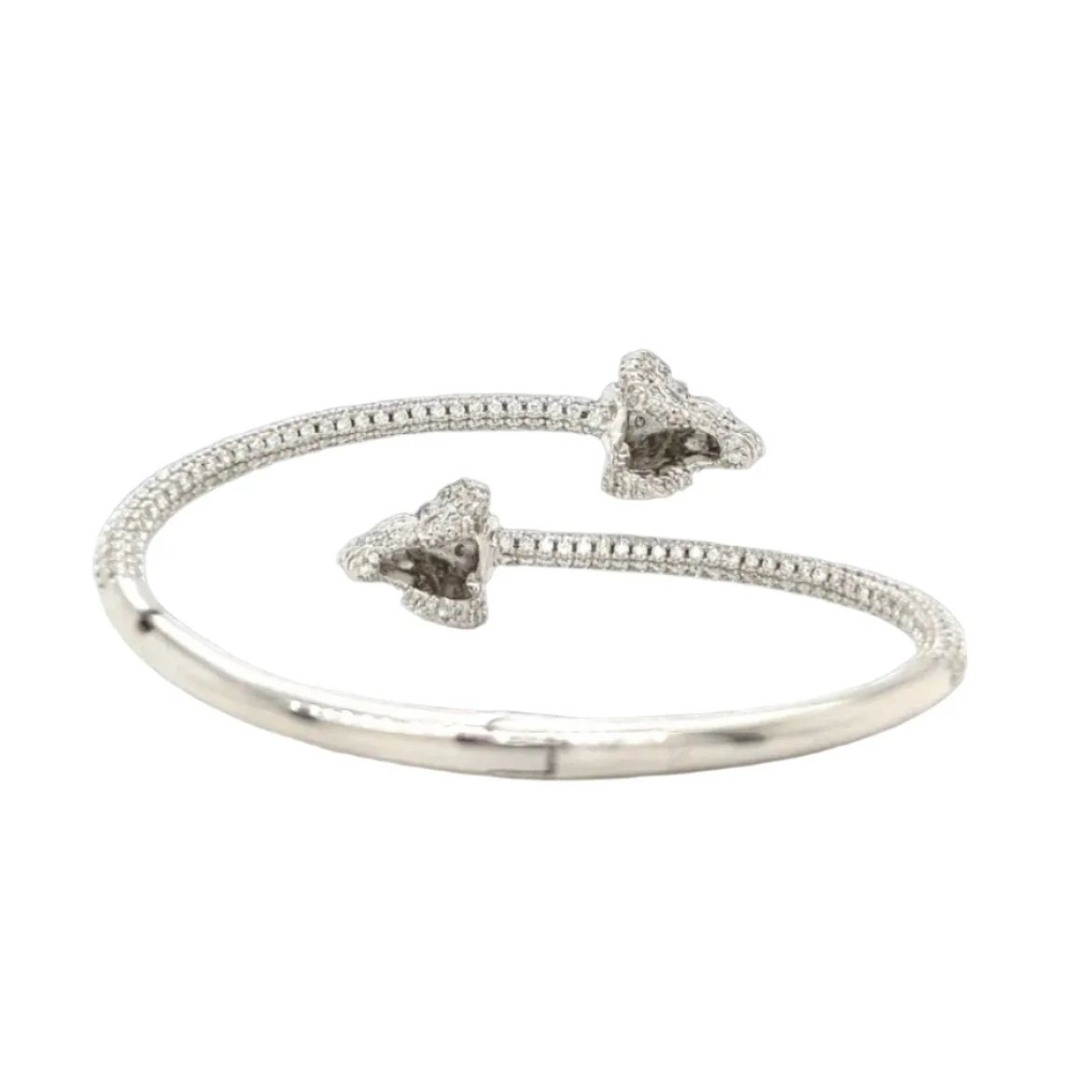 Stunning 925 Sterling Silver Cubic Zirconia Elegant Goat Bangle Bracelet - C304829