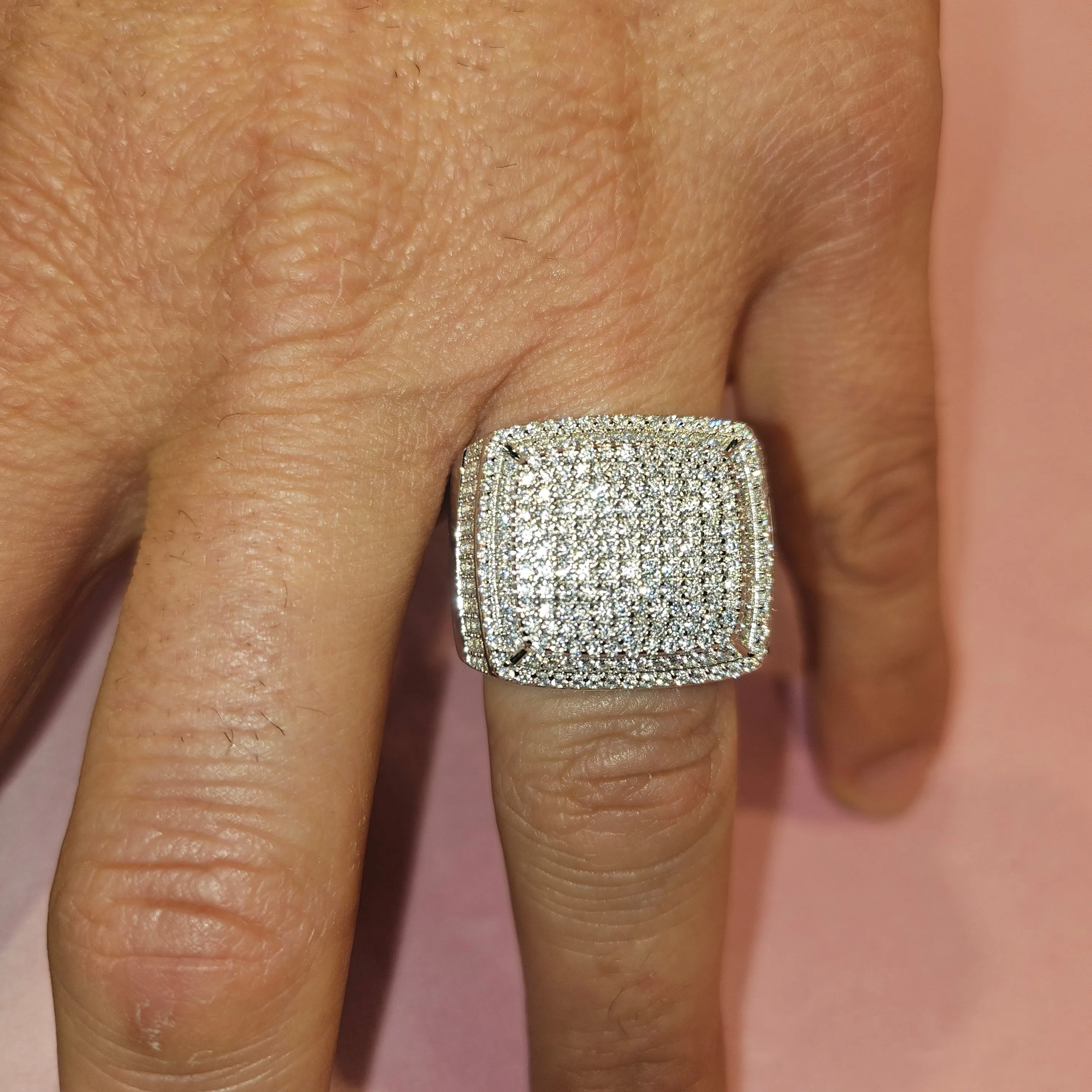Stunning 925 Sterling Silver Moissanite Square Ring- M100029