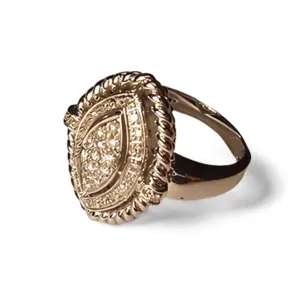 Stunning Etruscan Estate 14K White Gold Pave Diamond Marquise Ring Band