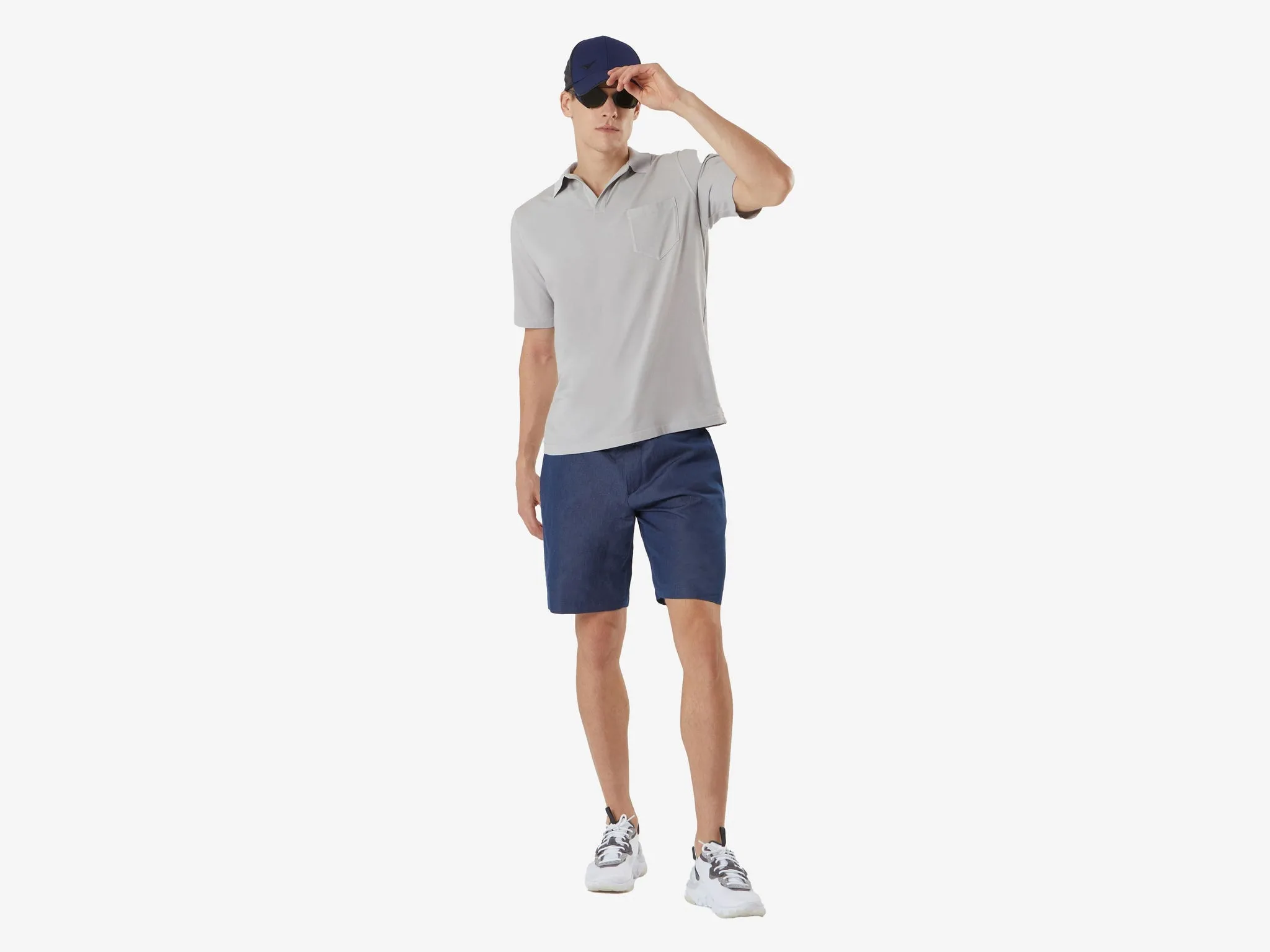 Sunset Short Cotton and Hemp Denim Drawstring Short - Mid Blue