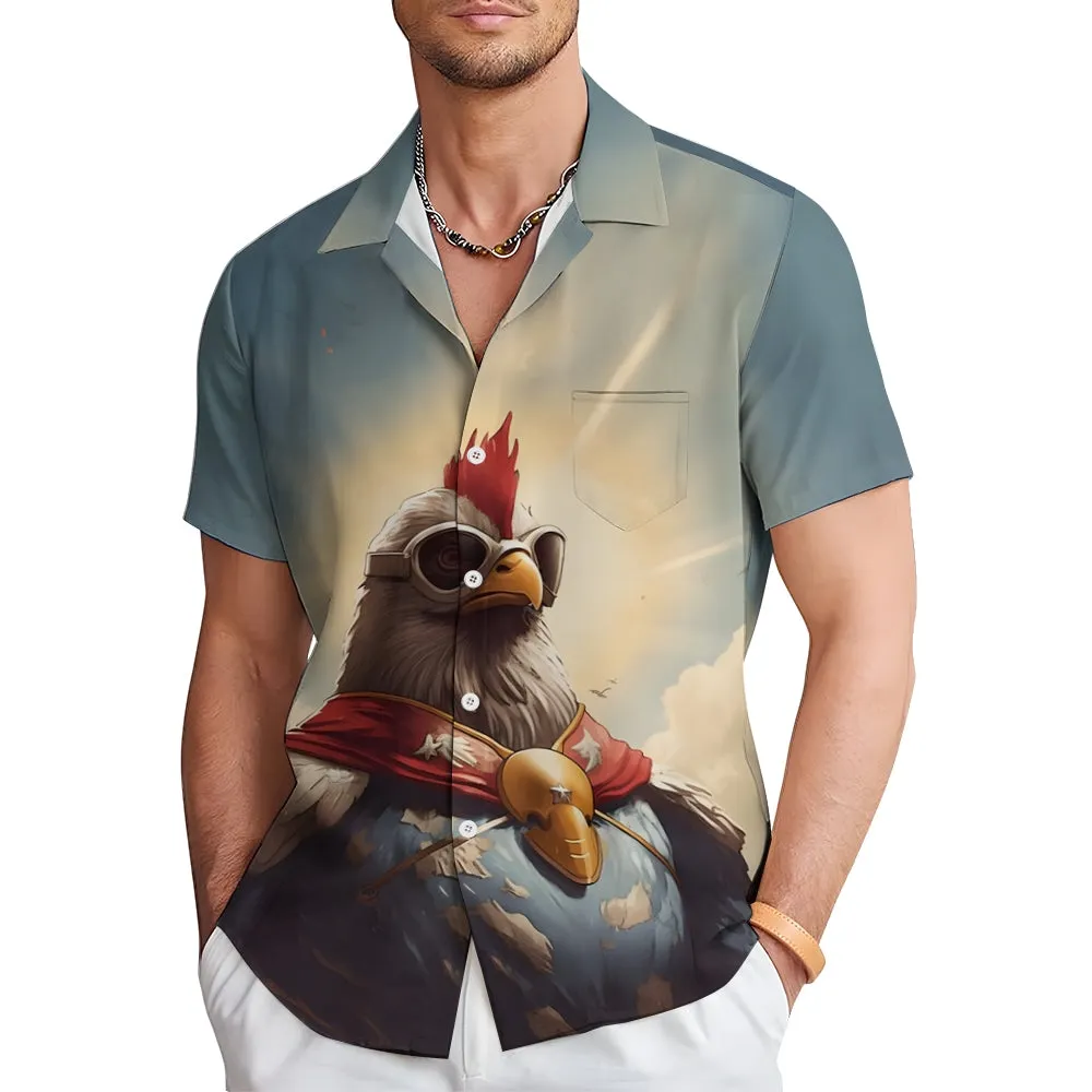 Super Machine Casual Large Size Short Sleeve Shirt 2406002084
