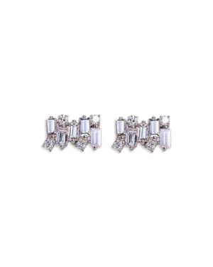 SUZANNE KALAN | Shimmer Stud Earrings | Baguette-Cut and White Diamond
