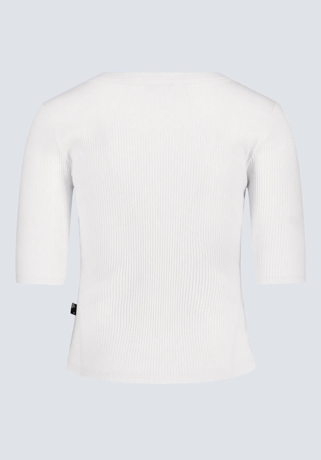 Tabbey Women's Elbow-Length Sleeve Ribbed Top, White - KT0166F